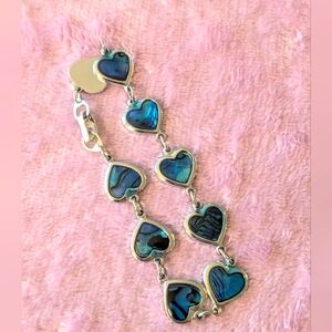 Heart Charm Bracelet in Blue and Silver tone
